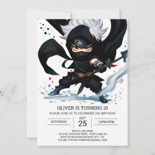 Invitation Ceinture noire Ninja Entraînement Enfants Annivers