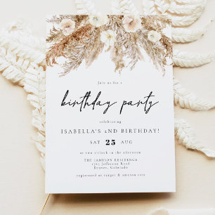 Invitation CEIRA Bohemian Desert Pampas Grass fête d'annivers