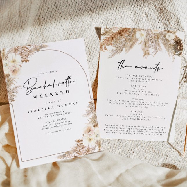 Invitation CEIRA Bohemian Pampas Grass Bachelorette Week-end (Créateur téléchargé)