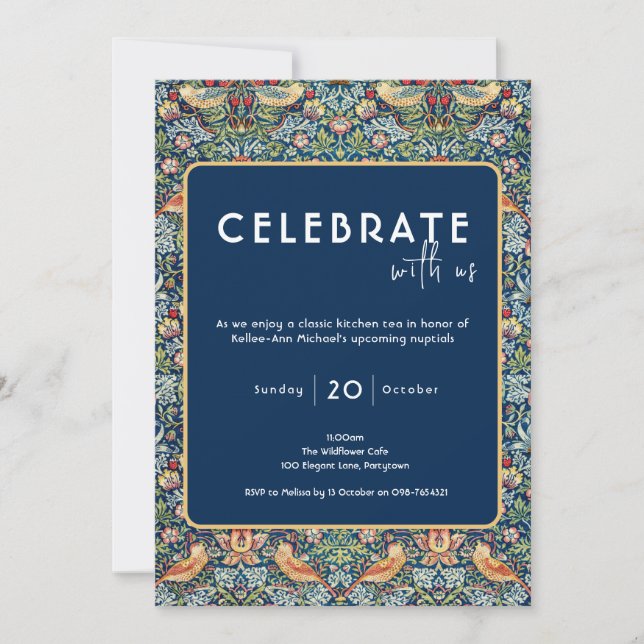 Invitation Celebrate Bridal Kitchen Tea William Morris (Devant)