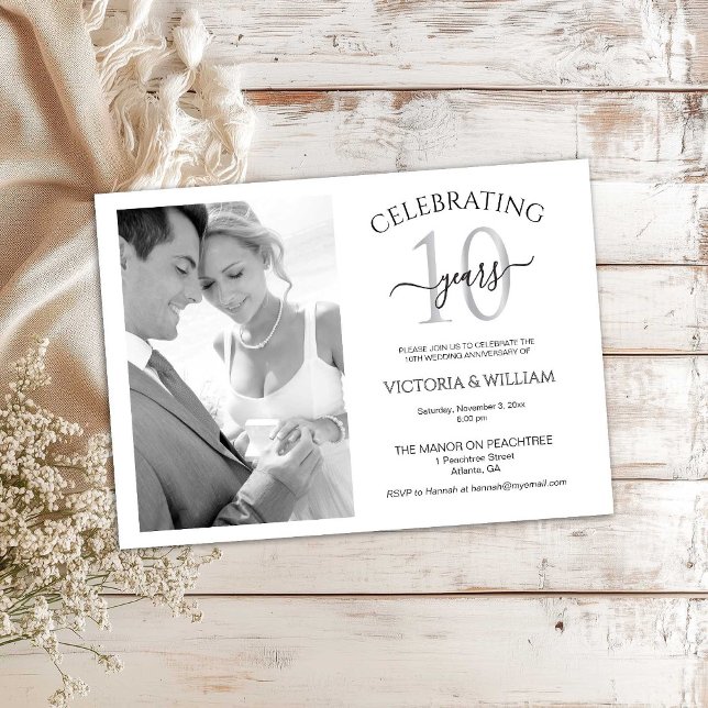 Invitation Celebrating 10 Years Photo Ruby Anniversary Party (Créateur téléchargé)