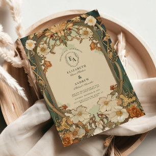 Invitation Célébration Art Nouveau Floral Mariage