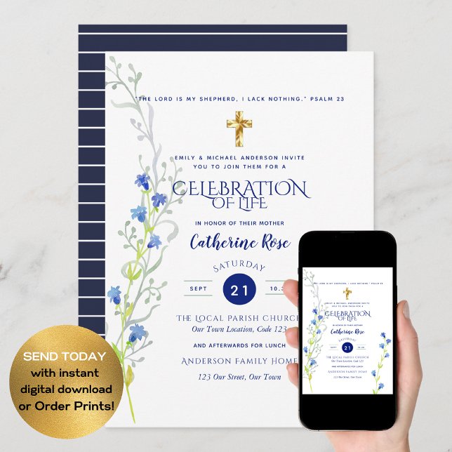 Invitation Célébration catholique de la vie funéraire (Créateur téléchargé)