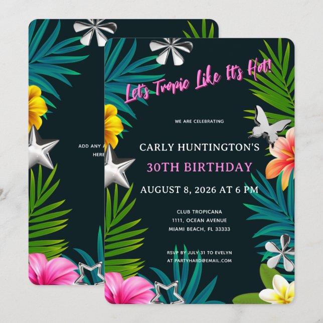 Invitation Célébration chic d'anniversaire 30 ans aux vibes t (Devant / Derrière)