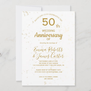 Invitation Célébration chic de 50 ans de mariage en or 