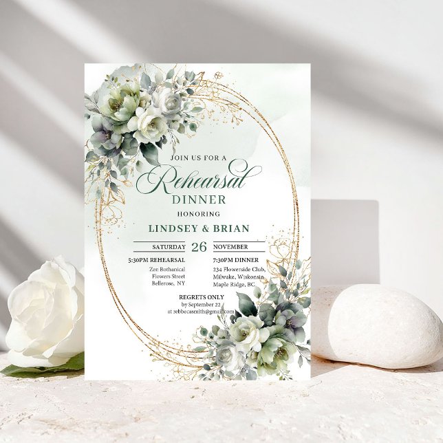 Invitation Célébration Chic Dîner de Répétition Boho Verdure  (Chic Celebration Rehearsal Dinner Boho Greenery Gold)