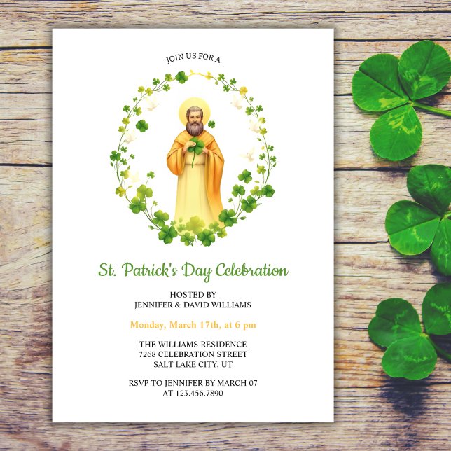 Invitation Célébration chrétienne de la Saint-Patrick (Religious St. Patrick’s Day Celebration Invitation | Christian Irish Event)