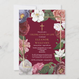 Invitation Célébration chrétienne de la vie Floral Bourgogne