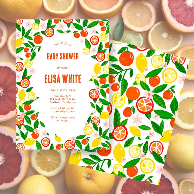 Invitation Célébration Citrus CUSTOM Bold BABY SHOWER d'été (Citrus Celebration CUSTOM Bold Summer BABY SHOWER Invitation
)