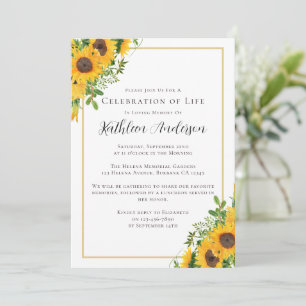 Invitation Célébration commémorative de la vie Fleurs de sole