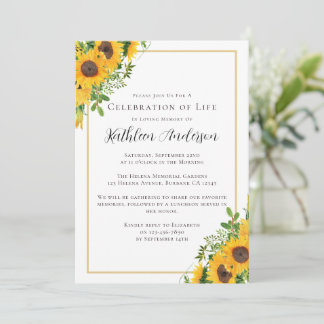 Invitation Célébration commémorative de la vie Fleurs de sole