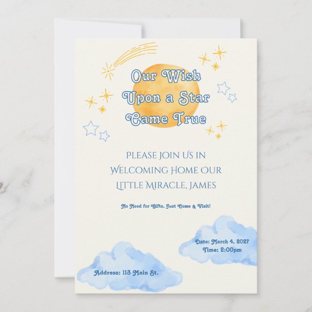 Invitation Célébration d'adoption sur le thème de "Vœu sur un (Devant)