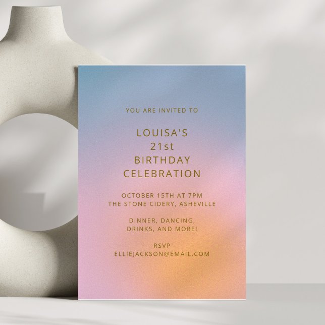 Invitation Célébration d'anniversaire 21 ans avec dégradé pas (Créateur téléchargé)