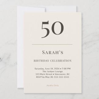 Invitation Célébration d'anniversaire 50 ans Taupe & Crème Mo