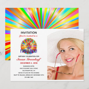 Invitation Célébration d'anniversaire arc-en-ciel 50 ans et f