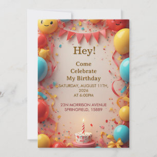 Invitation Célébration d'anniversaire avec ballons