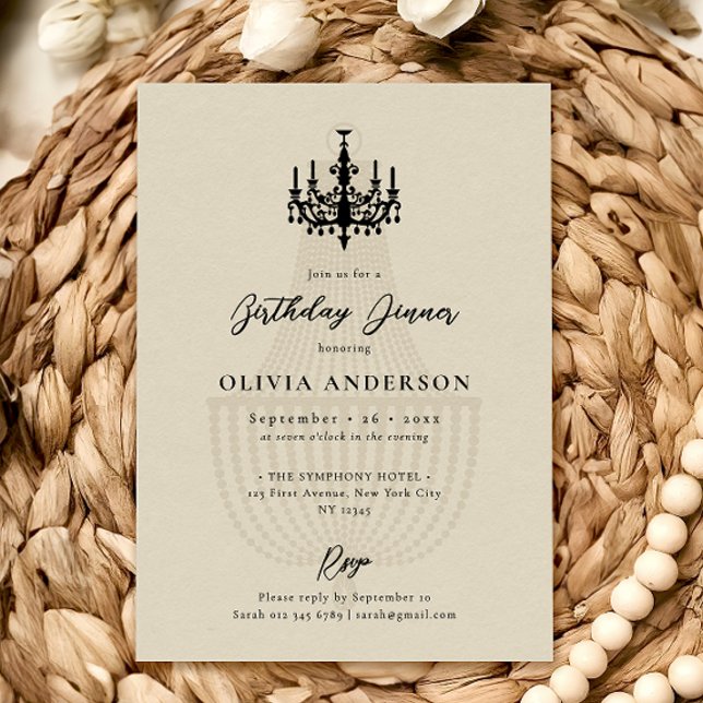 Invitation Célébration d'anniversaire avec lustre élégant (Créateur téléchargé)