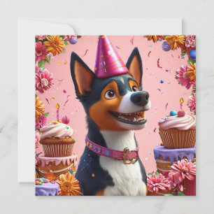 Invitation Célébration d'anniversaire avec un chien heureux