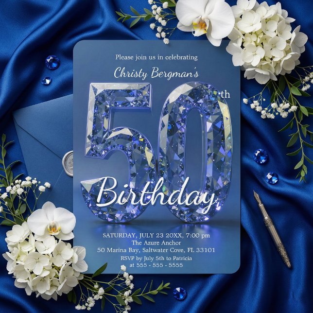 Invitation Célébration d'anniversaire de 50 ans avec un diama (Créateur téléchargé)