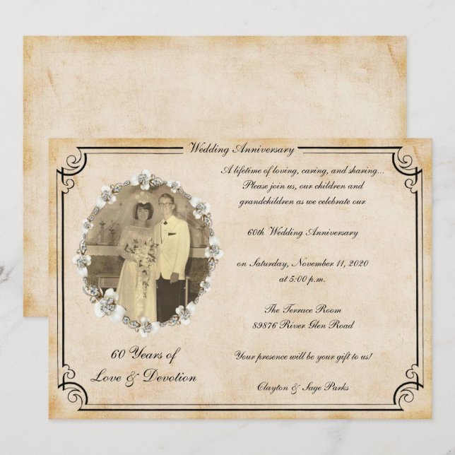 Invitation Célébration d'anniversaire de 60 ans (Devant / Derrière)
