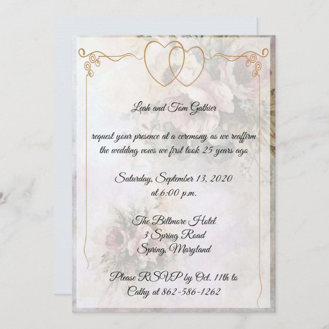 Invitation Célébration d'anniversaire de cœur double (Devant / Derrière)