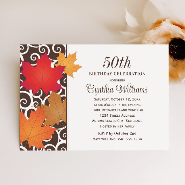 Invitation Célébration d'anniversaire de feuilles d'automne é (Créateur téléchargé)