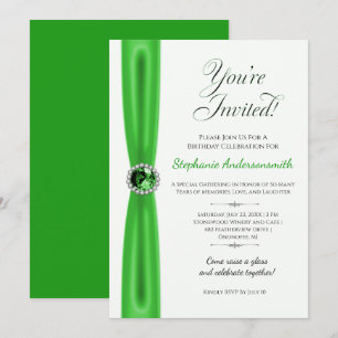 Invitation Célébration d'anniversaire de mai - Émeraude verte