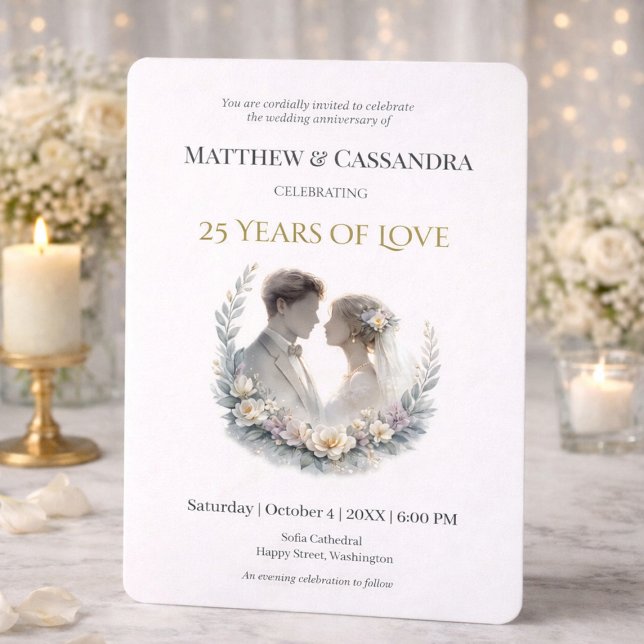 Invitation Célébration d'anniversaire de mariage de 25 ans co (Créateur téléchargé)