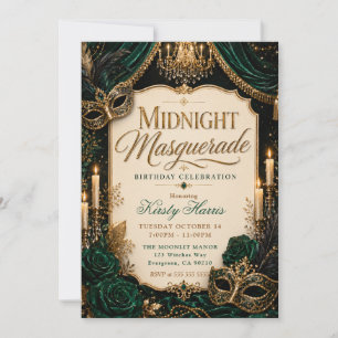 Invitation Célébration d'anniversaire de minuit masqué