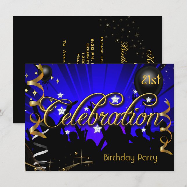 Invitation Célébration d'anniversaire de tout âge pour adoles (Devant / Derrière)