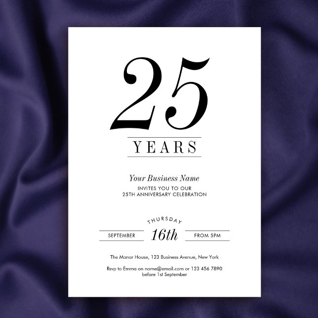 Invitation Célébration d'anniversaire d'entreprise Logo minim (Minimalist business anniversary invitation for company birthday, featuring fully editable design)