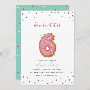 Invitation Célébration d'anniversaire douce  Six