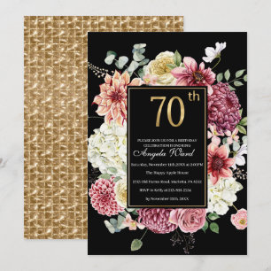 Invitation Célébration d'anniversaire élégante  floral paille