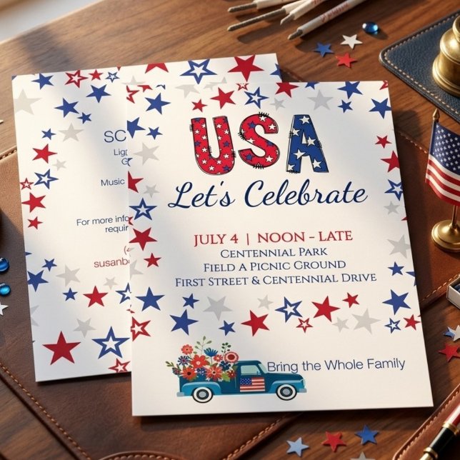 Invitation Célébration d'anniversaire Fun USA Rouge Blanc et  (Créateur téléchargé)