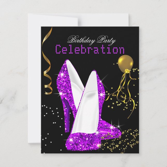 Invitation Célébration d'anniversaire Magenta Violet Doré Pai (Devant)