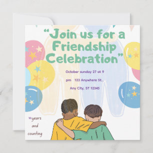 Invitation Célébration de 10 ans d'amitié Meilleurs amis