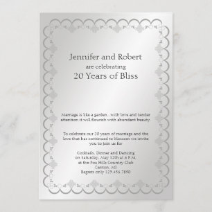 Invitation Célébration de 20 ans de mariage en platine
