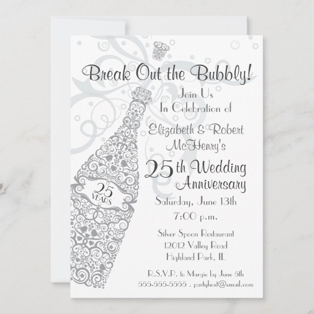 Invitation Célébration de 25 ans au Champagne (Devant)