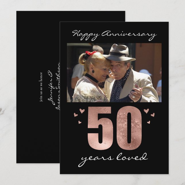 Invitation Célébration de 50 ans de mariage avec une seule ph (Devant / Derrière)