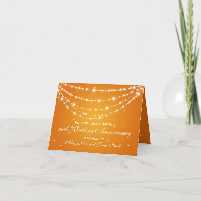 Invitation Célébration de 50 ans de mariage Chaîne étincelant (Devant)