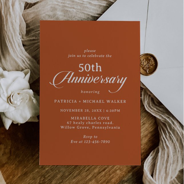 Invitation Célébration de 50 ans de mariage en calligraphie s (Créateur téléchargé)