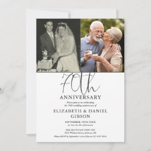 Invitation Célébration de 70 ans de mariage alors et maintena