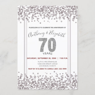Invitation Célébration de 70 ans de style paillettes de confe