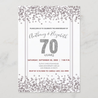 Invitation Célébration de 70 ans de style paillettes de confe