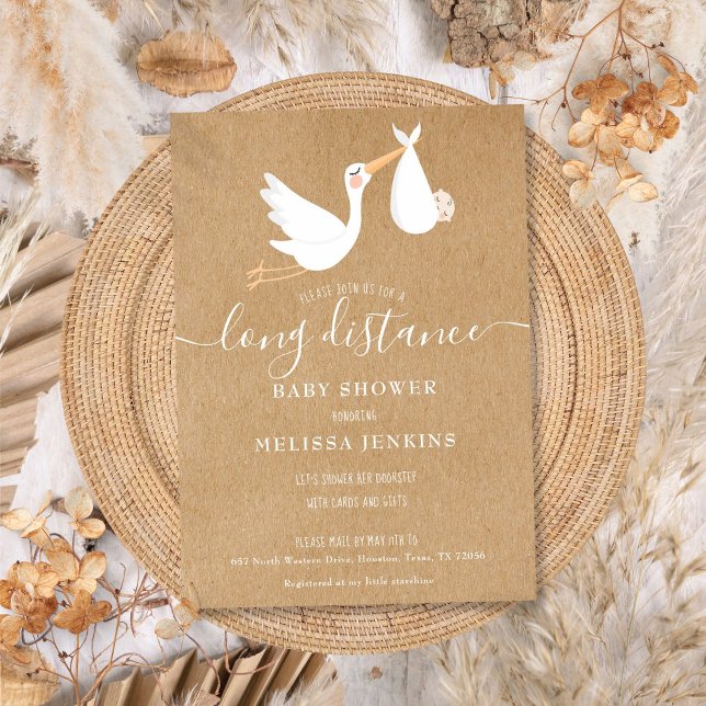 Invitation Célébration de Baby Shower à Distance par la Poste (Long Distance Baby Shower Sprinkle By Mail Invitation)