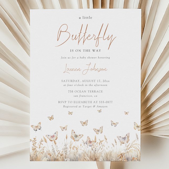 Invitation Célébration de Baby Shower Papillon Minuscule (Créateur téléchargé)
