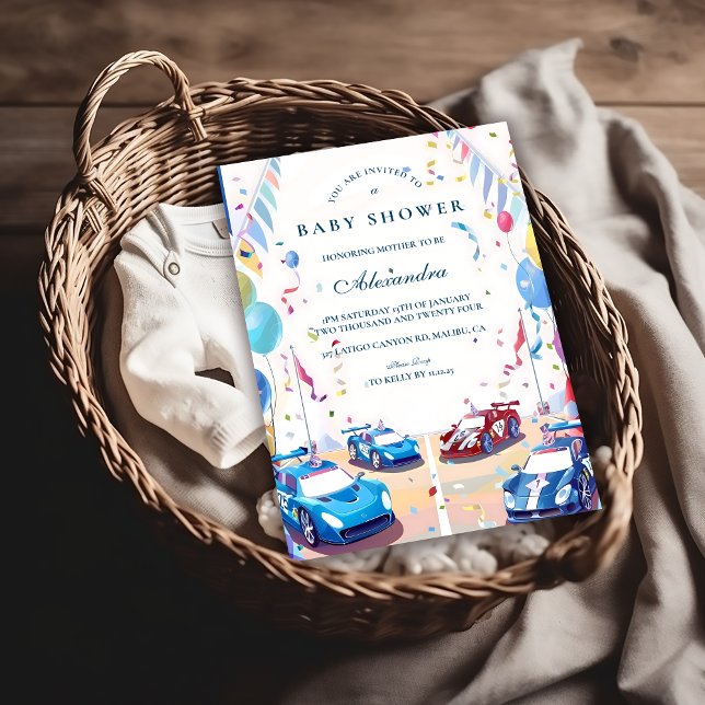Invitation Célébration de bébé de voiture classique (Créateur téléchargé)