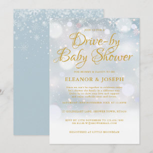 Invitation Célébration de bébé en hiver pour couples avec pas