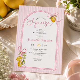 Invitation Célébration de bébé fille par le citron, le premie