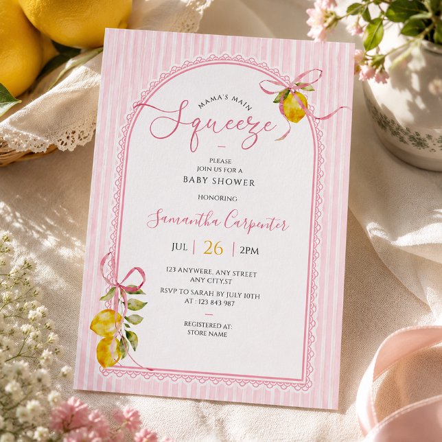 Invitation Célébration de bébé fille par le citron, le premie (Créateur téléchargé)